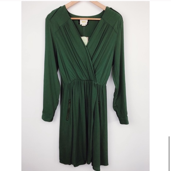 NWT Anthropologie Maeve Lene Green Faux Wrap Dress - Picture 8 of 9